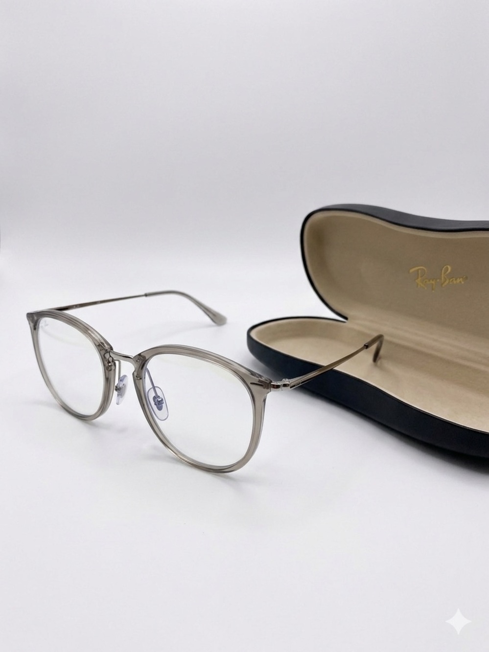 Ray-Ban RB7140 Transparent Grey Silver Eyeglass Frames 51mm Round Minimalist